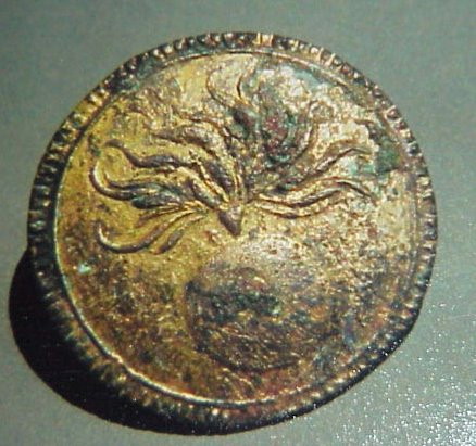 1836 period Mexican Army Ordnance button found near Richmond, Texas.